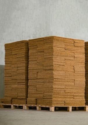 Packed coir pallets in the warehouse