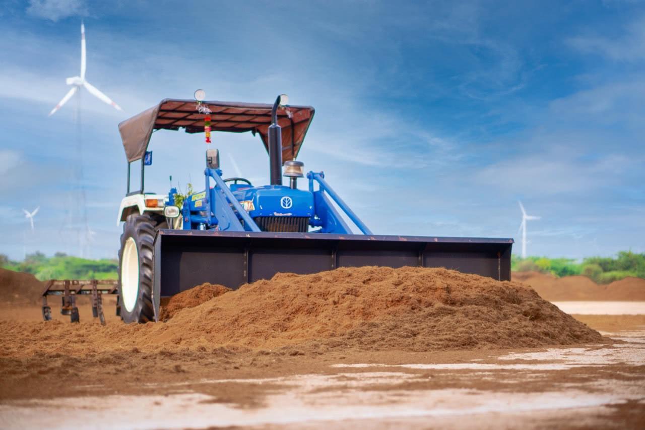 Machinery processing a custom coir order